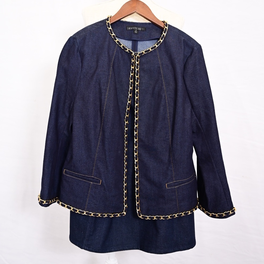 Lafayette 148 NY Jean Gold Chain Suit with Skirt
